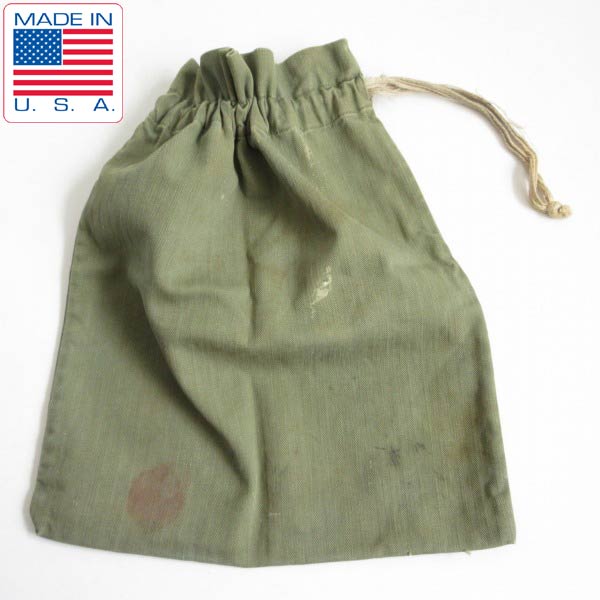 40s USA製 AMERICAN RED CROSS HBT ミニポーチ 巾着 ヘリンボーンツイル アメリカン レッドクロス アメリカ製 ビンテージ D148【中古】【古着】【通販】