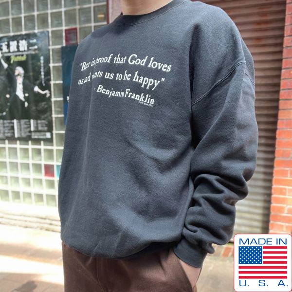 楽天古着屋 BRIDGE極美品 90s Lee 英字格言プリント スウェット 黒 XL トレーナー ベンジャミン フランクリン メキシコ製 ビンテージ D149【中古】【古着】【メンズ】【通販】【BTPX】