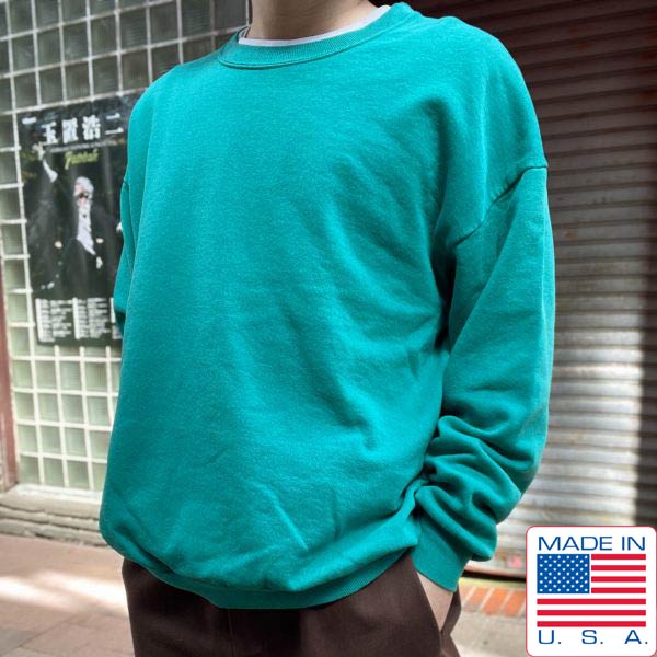 楽天古着屋 BRIDGE90s USA製 JERZEES 無地 スウェット 緑系 2X グリーン ジャージーズ トレーナー アメリカ製 XXL 2XL ビンテージ D149【中古】【古着】【メンズ】【通販】【BTPX】