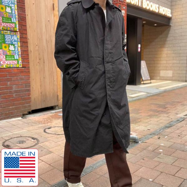 00s 米軍 U.S.NAVY オールウェザー ステンカラーコート 黒 44L