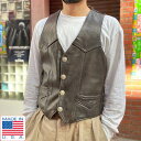 希少 USA製 CLASSIC LEATHER バイカー レザー ベスト 抜け黒系 L程度 コインボタン アメリカ製 ビンテージ D145【中古】【BTOL】
