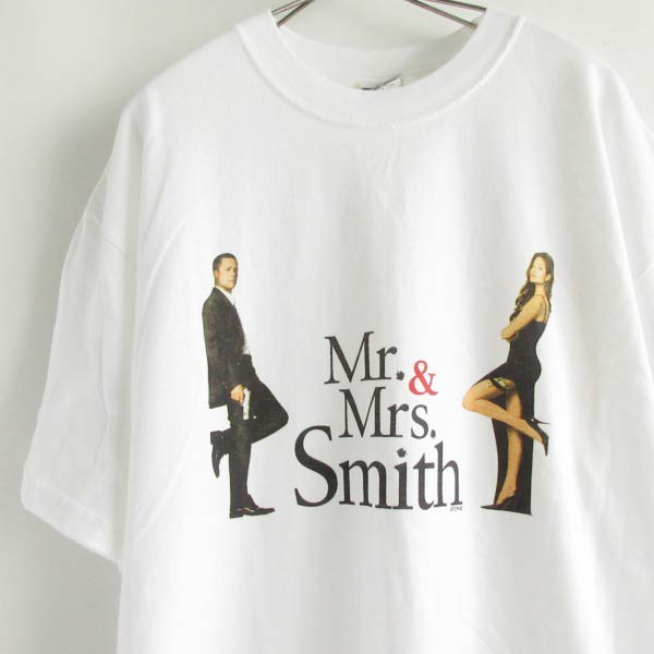 新品 Mr. Mrs. Smith 半袖 ムービーTシャツ 白 L 映画 ミスターアンドミセススミス ブラッドピット アンジェリーナジョリー D148【BTSL】