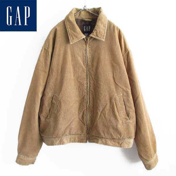 90s GAP オールド ギャップ 短丈 コーデュロイ ジャケット L ベージュ系 ブルゾン ジップアップ ビンテージ D149【中古】【古着】【メンズ】【通販】【BTOL】