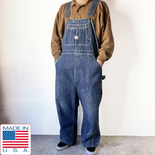 60s USA製 BIG BUCK デニム オーバーオール 実寸W38 ローバック アメリカ製 ビンテージ D148【中古】【古着】【メンズ】【通販】【BPXL】