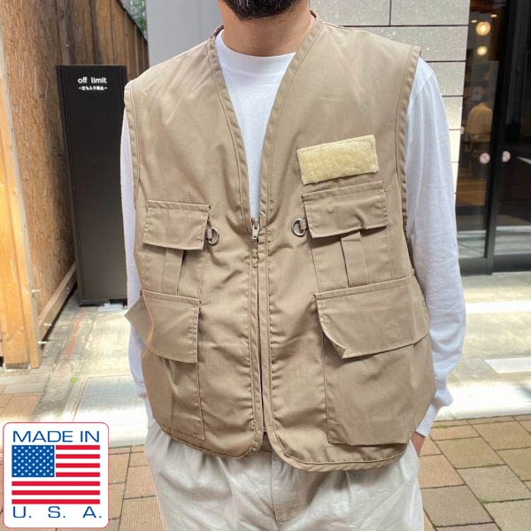 新品 90s USA製 SAFTBAK フィッシングベスト L程度 ベージュ系 ビンテージ デッドストック D147【メン..