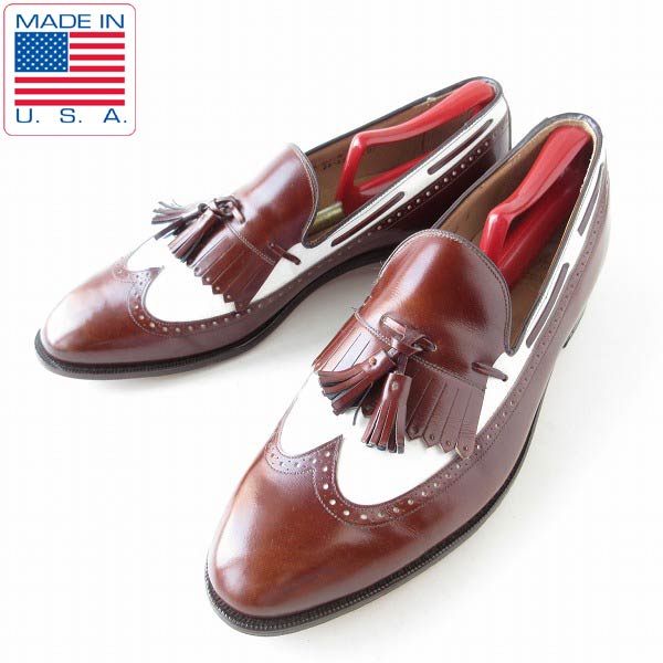 最高級/USA製/ジョンストン&マーフィー/ARISTOCRAFT/キルト タッセル ウィング【幅狭28.5cm】ローファー/スリッポン/靴/D143/JOHN...