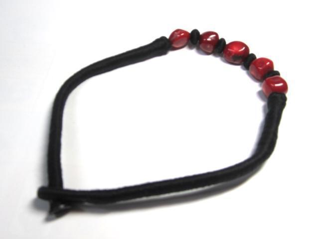 珊瑚ショートネックレスナチュラル 黒×赤 レッド 01-221