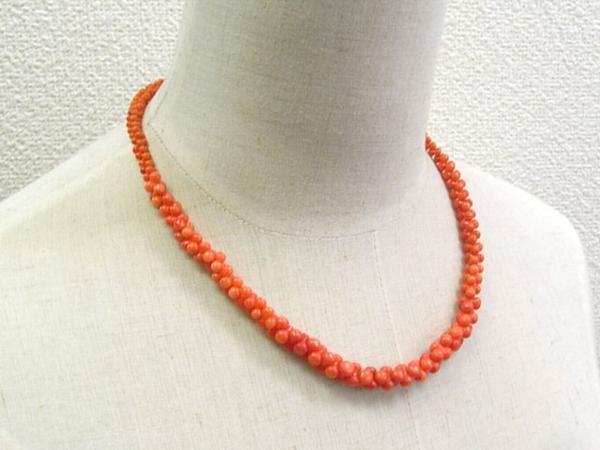珊瑚ショートネックレスグラデーションピーナッツ オレンジ 橙 01-243