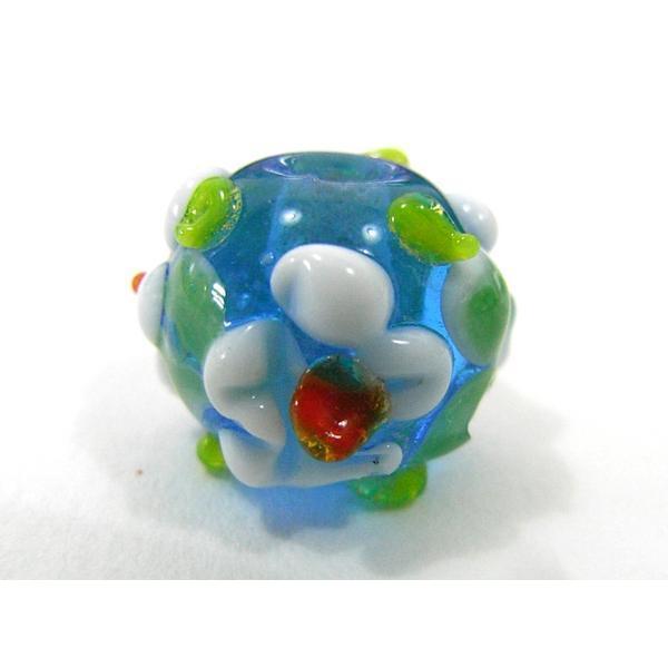 乐天商城 - ◇2個セット◇キレイな高級トンボ玉12mm 青・白い花柄06-0483