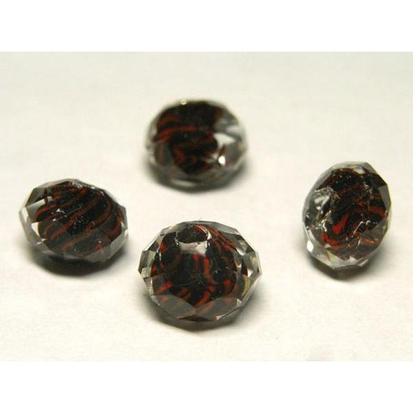 樂天商城 - ◇トンボ玉◇ボタンカット 約18粒 赤縞模様 黒 約8mm 06-0692
