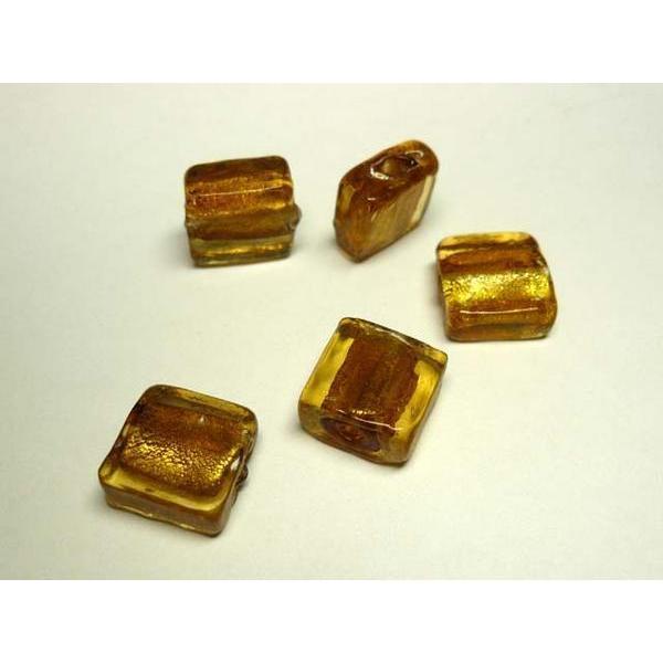 Rakuten - ◇トンボ玉連販売◇スクエア 約12mm 約24粒 琥珀色 06-0784