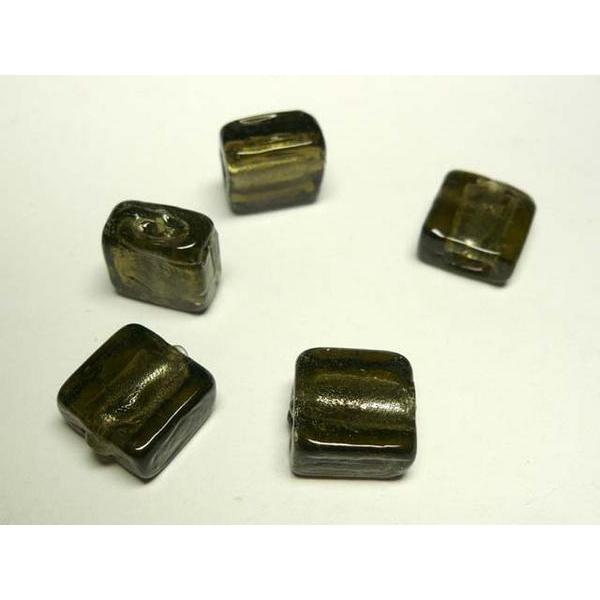 Rakuten - ◇トンボ玉連販売◇スクエア 約12mm 約25粒 オリーブ 06-0785