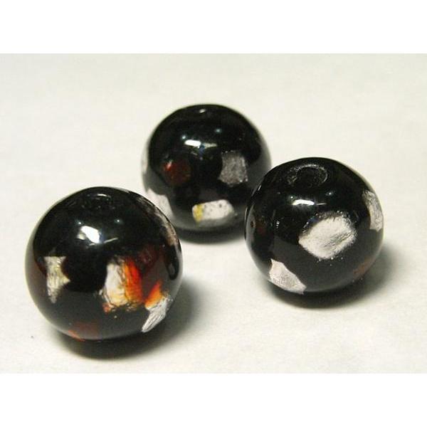 Rakuten - ◇トンボ玉連◇モザイク ラウンド 黒×茶 約10mm 約15個 06-0796