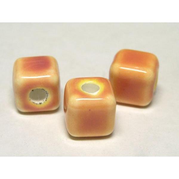 Rakuten - ◇陶器ビーズ連◇キューブ 約8mm ピンク 27個 06-0875