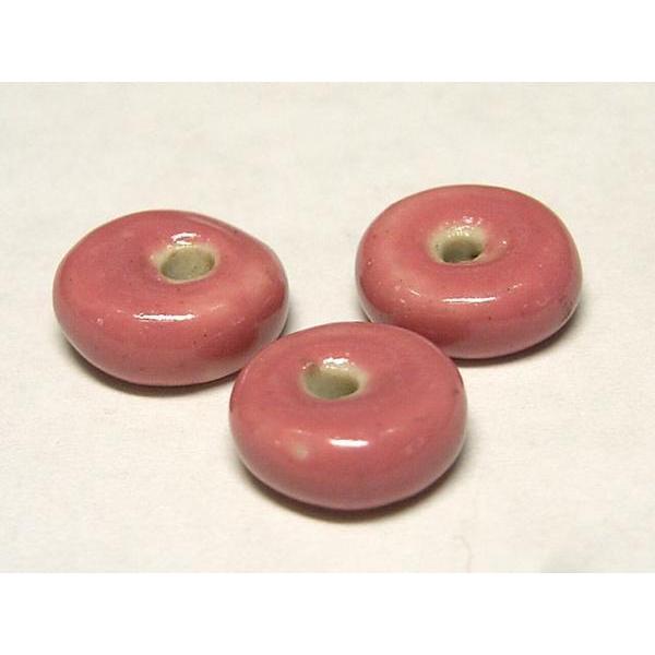 Rakuten - ◇陶器ビーズ連◇ボタン 約10×4mm ピンク 40個 06-0885