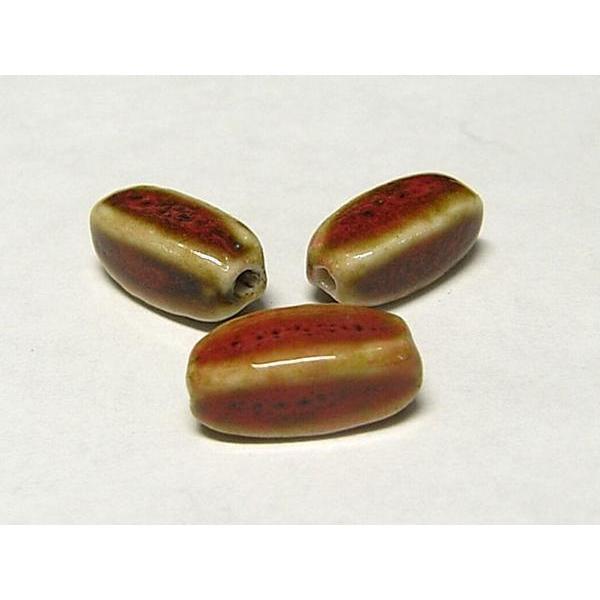 Rakuten - ◇陶器ビーズ連◇角柱 約13×7mm 茶 17個 06-0917