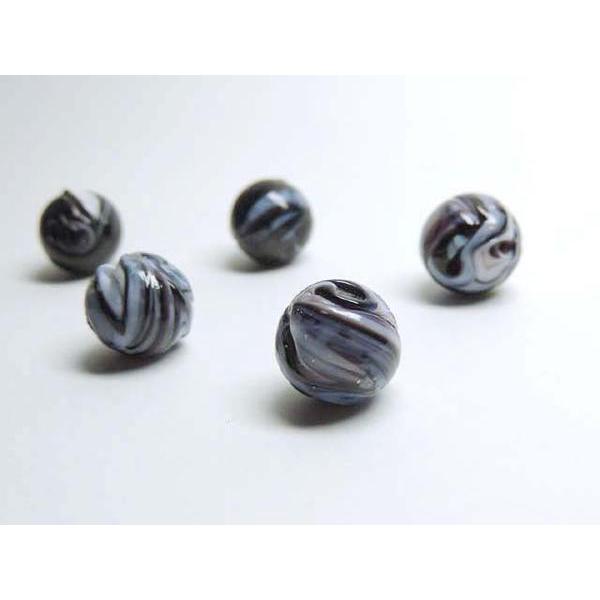 Rakuten - ◇トンボ玉連◇ラウンド マーブル柄　濃紫 約12〜13mm 06-1021