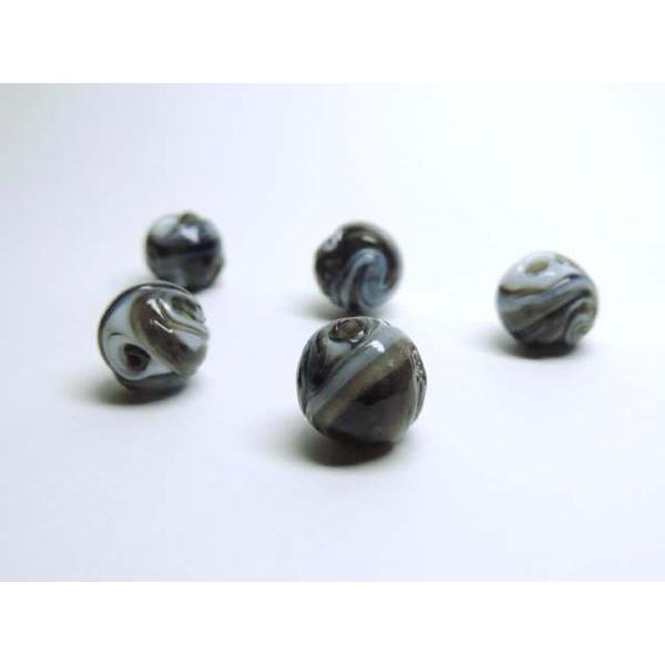 乐天商城 - ◇トンボ玉連◇ラウンド マーブル柄ブラック 約12〜13mm 06-1022