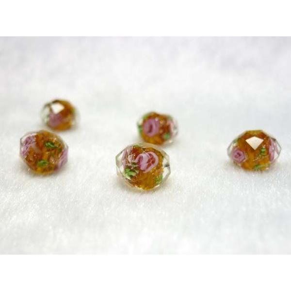 Rakuten - ◇トンボ玉連◇薔薇 約10mm ボタンカット ブラウン 06-1053