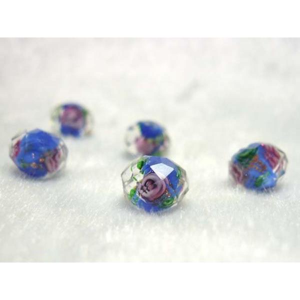 Rakuten - ◇トンボ玉連◇薔薇 約10mm ボタンカット 瑠璃色 06-1054
