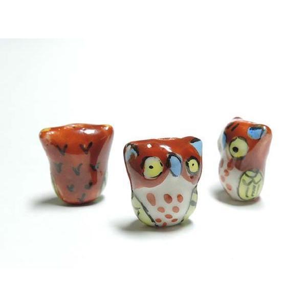 Rakuten - ◇陶器ビーズ◇フクロウ 約20×18mm　ブラウン　06-1091