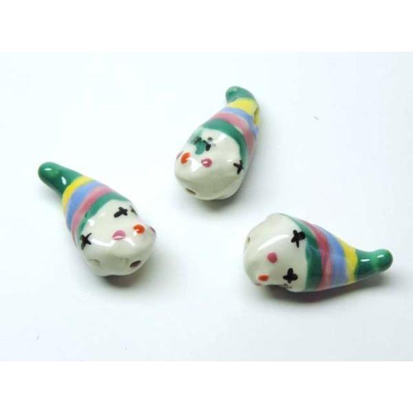 樂天商城 - ◇陶器ビーズ◇ピエロ 約25×15mm 10個　グリーン　06-1141