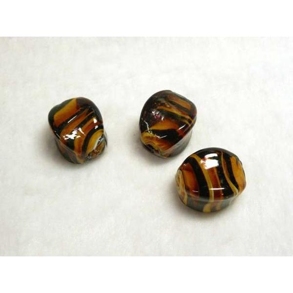 Rakuten - ◇トンボ玉連販売◇角柱 約24×18mm 約10粒 縞茶 06-1162