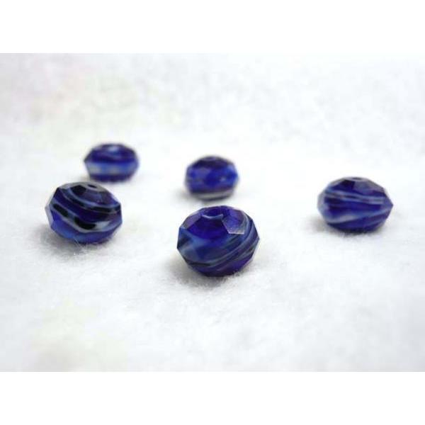 Rakuten - ◇トンボ玉連◇縞模様 約12mm ボタンカット 青 06-1171
