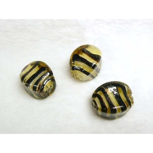 Rakuten - ◇トンボ玉連販売◇角柱 約24×18mm 約10粒 縞クリーム 06-1177