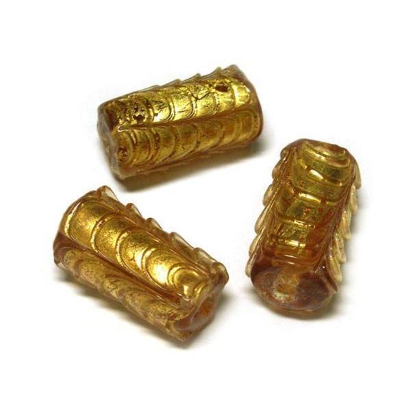 樂天商城 - ◇箔入りトンボ玉◇円柱 黄 約18×10mm 約9粒 イエロー 06-1204