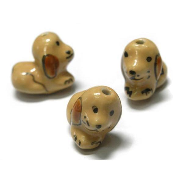 樂天商城 - ◇陶器ビーズ◇犬 イヌ ブラウン 約16×18mm 約15粒 茶 06-1240