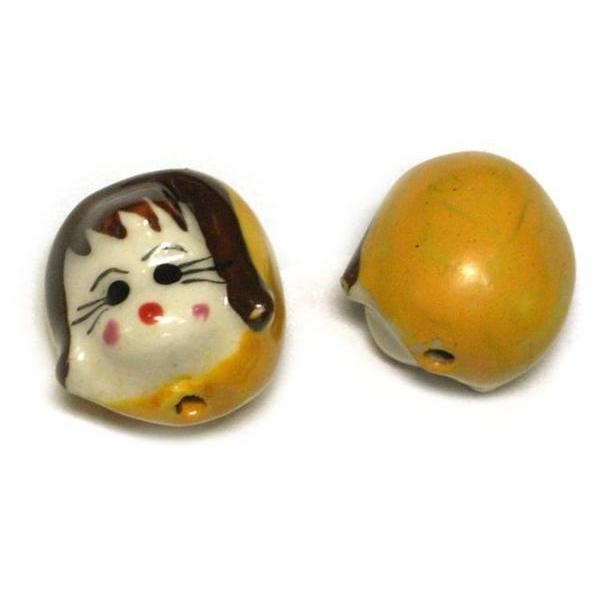 樂天商城 - ◇陶器ビーズ◇女の子 モガ イエロー 約17mm 約10粒 黄 06-1248