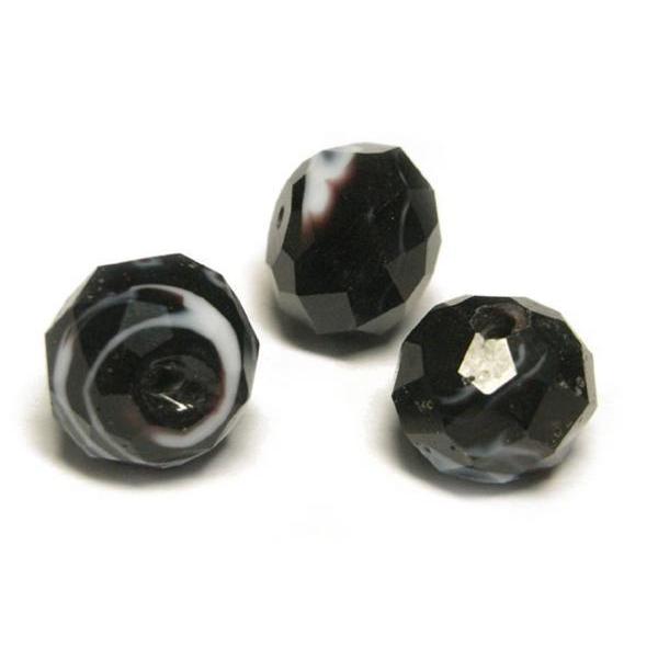 樂天商城 - ◇トンボ玉ボタンカット連◇マーブル 黒白 約12×9mm 06-1253