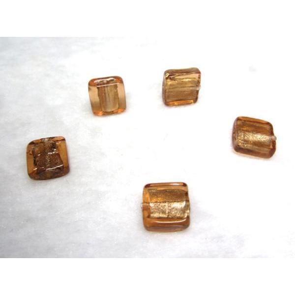 Rakuten - ◇シンプルトンボ玉◇ ライトブラウン スクエア 12mm 23粒 06-1307