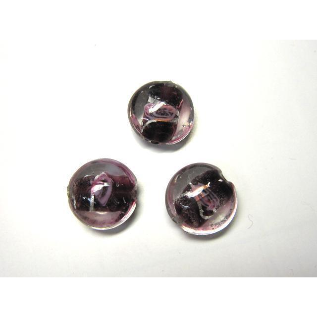 Rakuten - ◇トンボ玉連◇円盤 花模様 紫 約15mm 19粒 06-1319