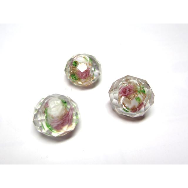 Rakuten - ◇トンボ玉◇ボタンカット 約12mm 28粒 花模様 白 06-1350