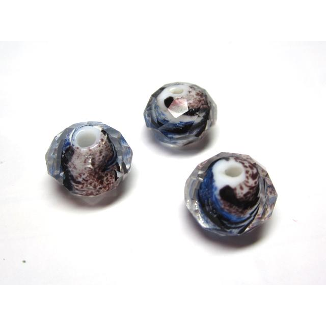 樂天商城 - ◇トンボ玉◇ボタンカット 約12mm 28粒 荒波 青紫白 06-1351