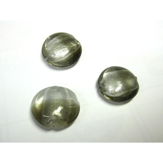 樂天商城 - ◇トンボ玉連◇円盤 箔 バイカラー 灰色&クリア 約20mm 14粒 06-1378