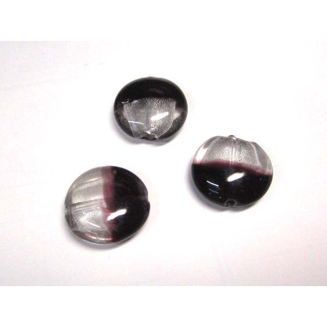 樂天商城 - ◇トンボ玉連◇円盤 箔 バイカラー 黒紫&クリア 約20mm 14粒 06-1380
