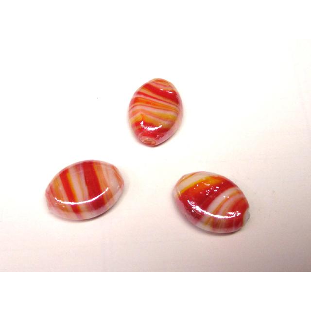 樂天商城 - ◇トンボ玉連◇オーバル マーブル 夕焼けレッド 約20×15mm 14粒 06-1391