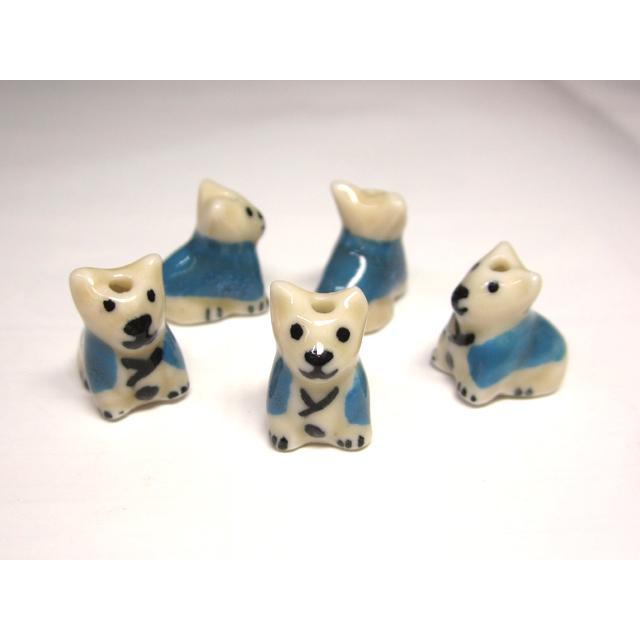Rakuten - ◇陶器ビーズ◇犬 袴 青 約16×10×15mm 15粒 06-1399