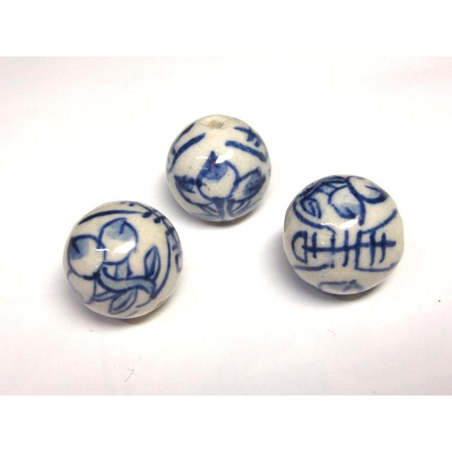 Rakuten - ◇陶器ビーズ◇青絵 染付 大玉 桃 約18mm 10粒 06-1402