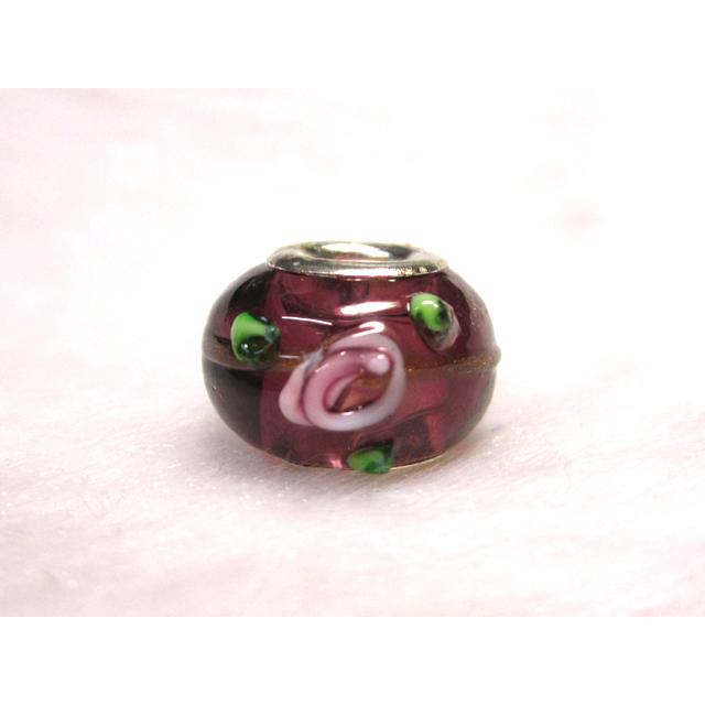 Rakuten - 大穴◆チャームビーズ◆【1個】 約11×15mm 約5mm穴 花模様 クリア紫 06-1430