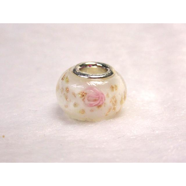 乐天商城 - 大穴◆チャームビーズ◆【1個】 約10×14mm 約5mm穴 花模様 白 06-1431