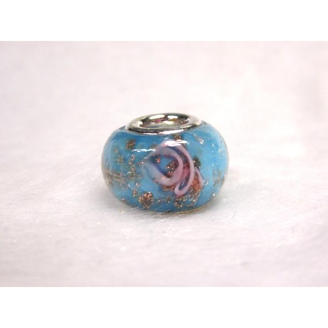 樂天商城 - 大穴◆チャームビーズ◆【1個】 約10×14mm 約5mm穴 花模様 水色 06-1432