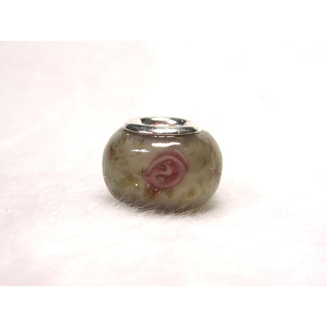 Rakuten - 大穴◆チャームビーズ◆【1個】 約10×14mm 約5mm穴 花模様 灰 06-1434