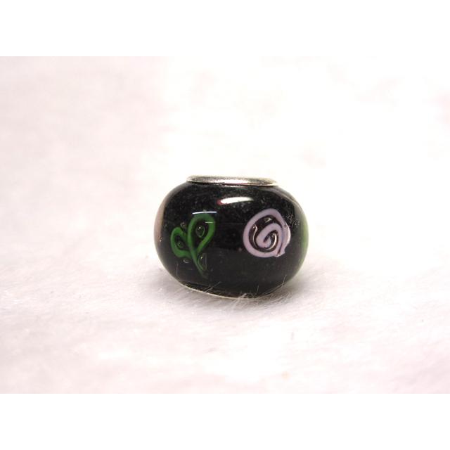 Rakuten - 大穴◆チャームビーズ◆【1個】 約10×14mm 約5mm穴 花芽模様 黒 06-1435