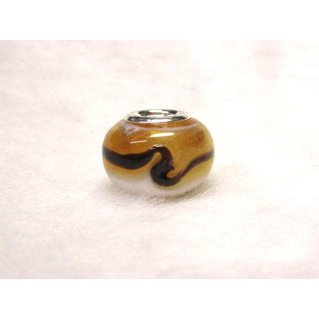 Rakuten - 大穴◆チャームビーズ◆【1個】 約10×14mm 約5mm穴 波 茶 白 06-1440