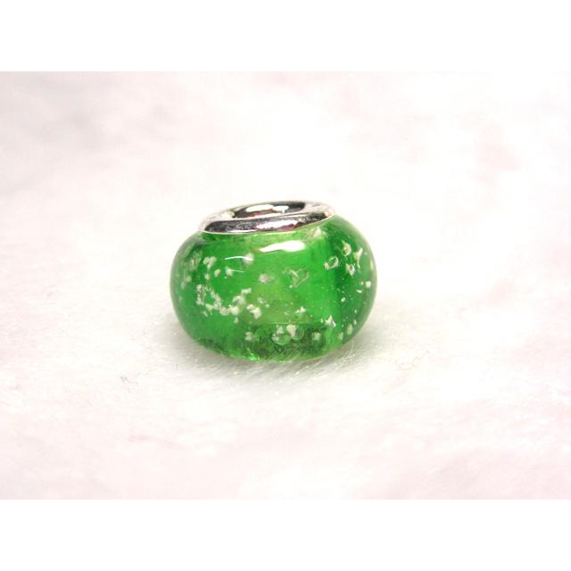 樂天商城 - 大穴◆チャームビーズ◆【1個】 約10×14mm 約5mm穴 ドット 緑白 06-1445