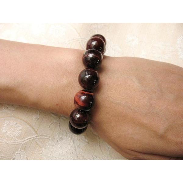 天然石 レッドタイガーアイ ブレスレット 約14mm 虎目石 1000227